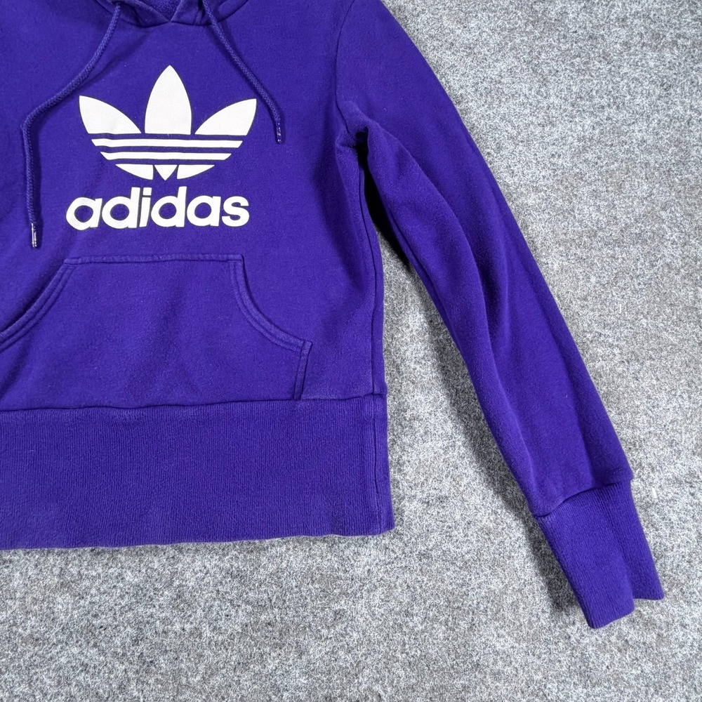 Adidas Hoodie Womens Small Purple Graphic Print Fleece Lined Rib Trim Athleisure - Picture 9 of 15